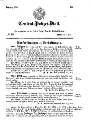 Zentralpolizeiblatt Donnerstag 5. Juni 1856