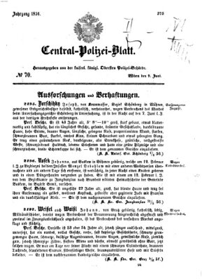 Zentralpolizeiblatt Montag 9. Juni 1856