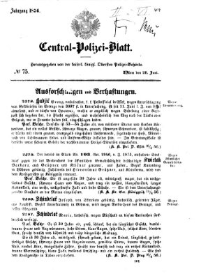 Zentralpolizeiblatt Freitag 20. Juni 1856