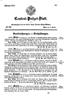 Zentralpolizeiblatt Mittwoch 8. Oktober 1856