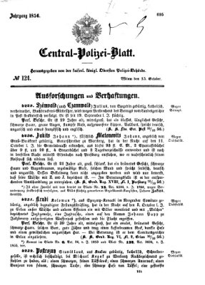 Zentralpolizeiblatt Mittwoch 15. Oktober 1856