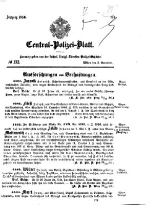 Zentralpolizeiblatt Montag 3. November 1856