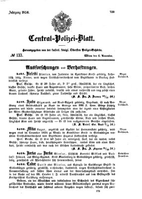 Zentralpolizeiblatt Donnerstag 6. November 1856