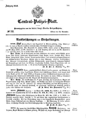 Zentralpolizeiblatt Montag 24. November 1856