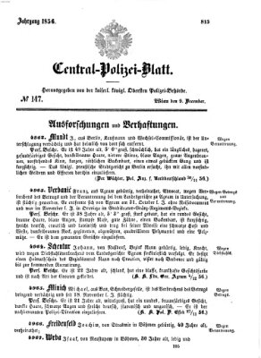 Zentralpolizeiblatt Dienstag 9. Dezember 1856