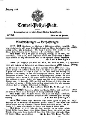 Zentralpolizeiblatt Dienstag 16. Dezember 1856