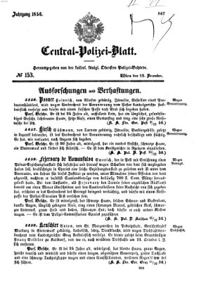 Zentralpolizeiblatt Montag 22. Dezember 1856