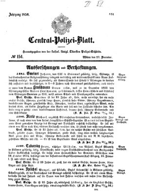 Zentralpolizeiblatt Samstag 27. Dezember 1856