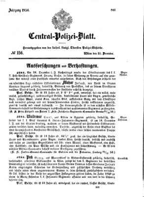 Zentralpolizeiblatt Mittwoch 31. Dezember 1856
