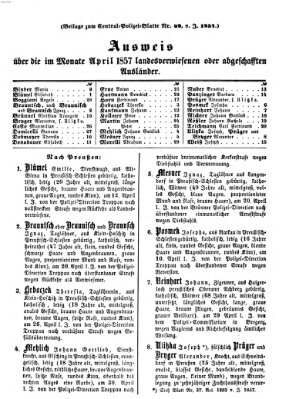 Zentralpolizeiblatt Montag 18. Mai 1857