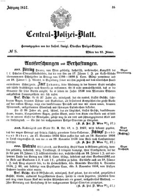 Zentralpolizeiblatt Freitag 23. Januar 1857