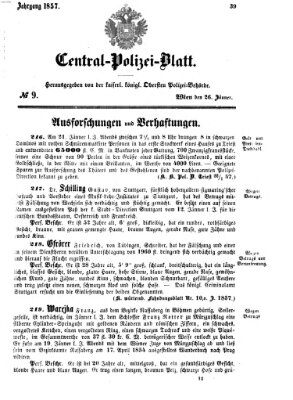 Zentralpolizeiblatt Montag 26. Januar 1857