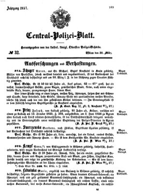 Zentralpolizeiblatt Montag 30. März 1857