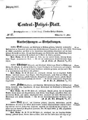 Zentralpolizeiblatt Montag 11. Mai 1857
