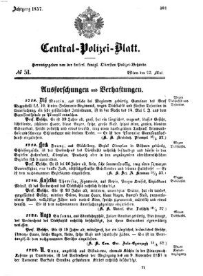 Zentralpolizeiblatt Samstag 23. Mai 1857