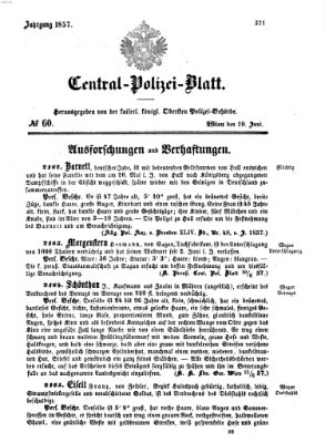 Zentralpolizeiblatt Freitag 19. Juni 1857