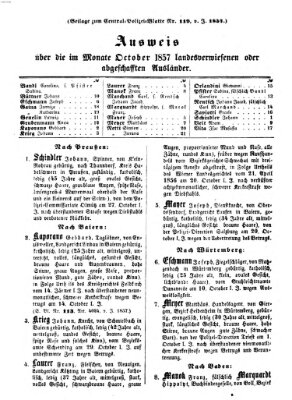 Zentralpolizeiblatt Samstag 14. November 1857