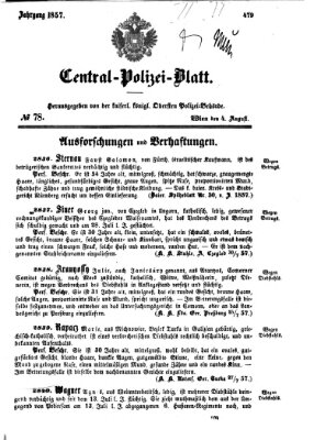 Zentralpolizeiblatt Dienstag 4. August 1857