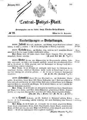 Zentralpolizeiblatt Donnerstag 24. September 1857