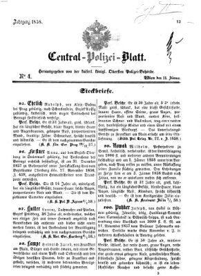 Zentralpolizeiblatt Montag 11. Januar 1858