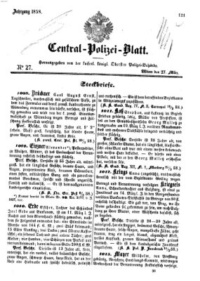 Zentralpolizeiblatt Samstag 27. März 1858