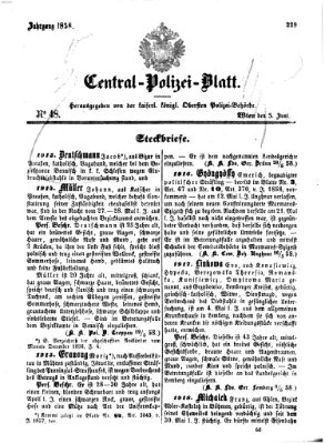 Zentralpolizeiblatt Samstag 5. Juni 1858