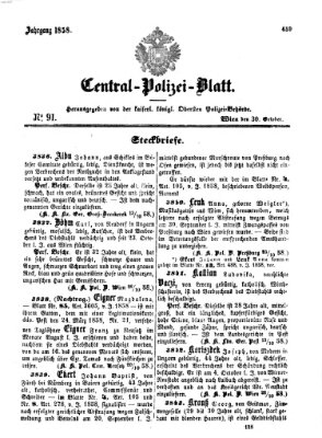 Zentralpolizeiblatt Samstag 30. Oktober 1858