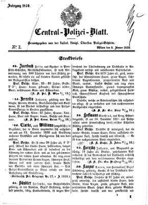 Zentralpolizeiblatt Samstag 8. Januar 1859