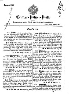 Zentralpolizeiblatt Dienstag 1. Februar 1859