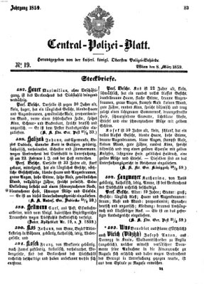 Zentralpolizeiblatt Dienstag 8. März 1859