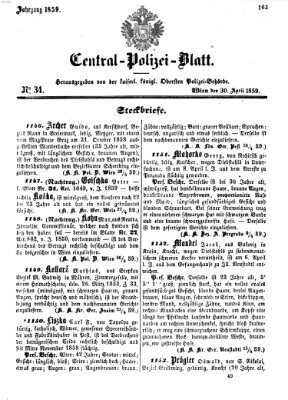 Zentralpolizeiblatt Samstag 30. April 1859