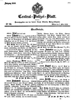 Zentralpolizeiblatt Samstag 7. Mai 1859