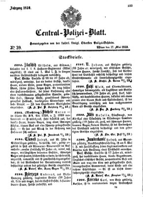 Zentralpolizeiblatt Dienstag 17. Mai 1859