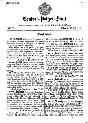 Zentralpolizeiblatt Dienstag 26. Juli 1859