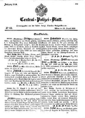 Zentralpolizeiblatt Samstag 20. August 1859