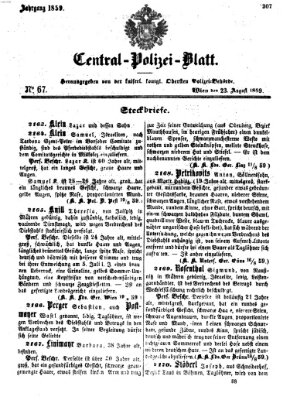 Zentralpolizeiblatt Dienstag 23. August 1859