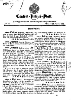 Zentralpolizeiblatt Freitag 23. September 1859