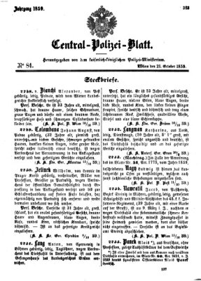 Zentralpolizeiblatt Freitag 21. Oktober 1859