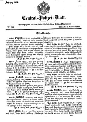 Zentralpolizeiblatt Samstag 5. November 1859