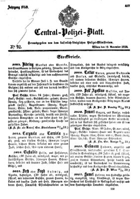 Zentralpolizeiblatt Samstag 19. November 1859