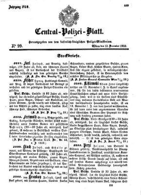 Zentralpolizeiblatt Dienstag 13. Dezember 1859