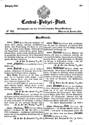 Zentralpolizeiblatt Freitag 23. Dezember 1859