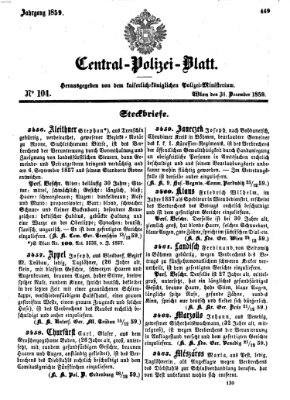 Zentralpolizeiblatt Samstag 31. Dezember 1859