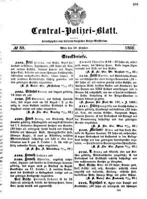 Zentralpolizeiblatt Dienstag 30. Oktober 1860