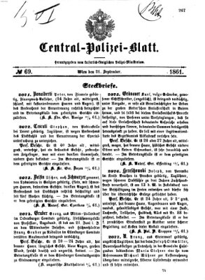 Zentralpolizeiblatt Samstag 21. September 1861