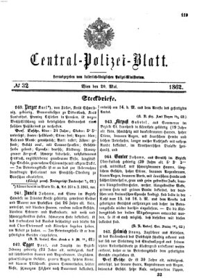 Zentralpolizeiblatt Dienstag 20. Mai 1862