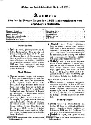 Zentralpolizeiblatt Montag 19. Januar 1863