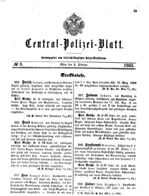 Zentralpolizeiblatt Mittwoch 4. Februar 1863