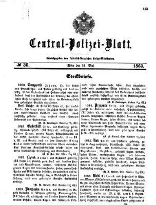 Zentralpolizeiblatt Donnerstag 28. Mai 1863