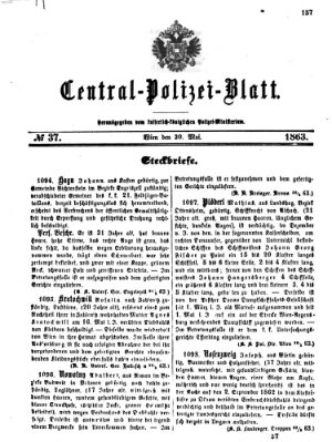 Zentralpolizeiblatt Samstag 30. Mai 1863